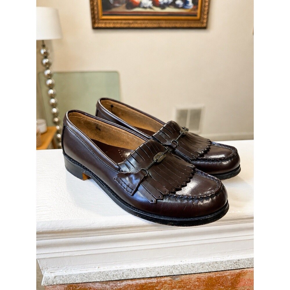 G.H. Bass & Co. Burgundy Leather Kiltie Loafers